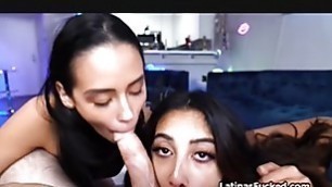 Latina girlfriends milking my huge cock on video