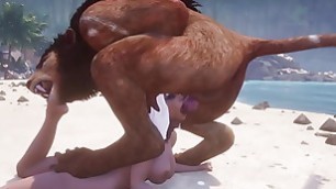 Busty bitch Breeds with Furry on the beach | Big Cock Monster | 3D Porn Wild Life