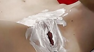 Husband shaves my pussy and then fucks in the ass