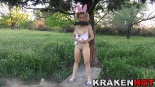 Krakenhot  Bunny girl provocative in a outdoor voyeur video